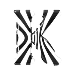 White symbol with black thin straps. letter k