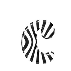 White symbol with black thin straps. letter c