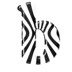 White symbol with black thin straps. letter b