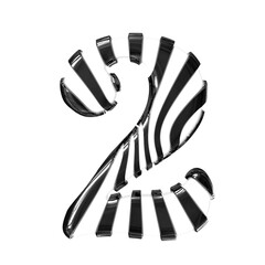 Fototapeta premium White symbol with black thin straps. number 2