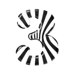 White symbol with black thin straps. number 3