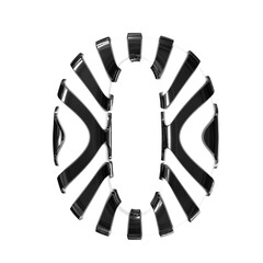 White symbol with black thin straps. number 0