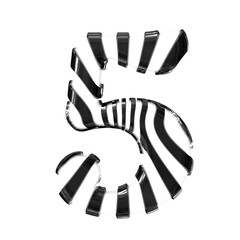 White symbol with black thin straps. number 5