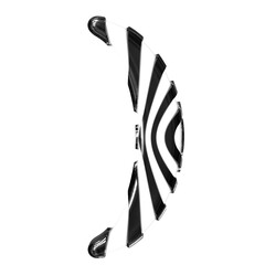 White symbol with black thin straps