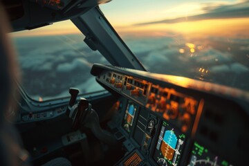 Fototapeta premium Airplane picture with focused shot