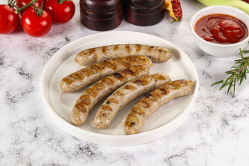 Grilled natural organick white sausages