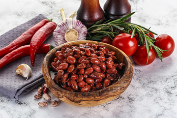 Red canned beans in the bowl