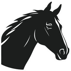 
Horse head silhouette icon in black color. Vector template.