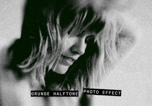 Grunge Halftone Photo Effect Mockup