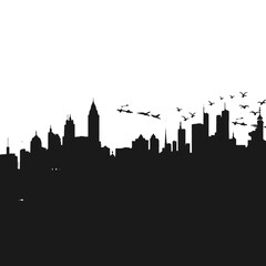 
Silhouette of city with black color on white background
