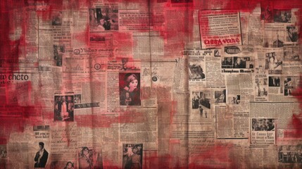  The background is old newspaper clippings in Ruby color