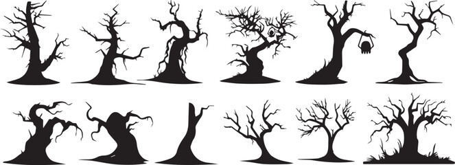 Set Trees. Hand drawn vector illustration