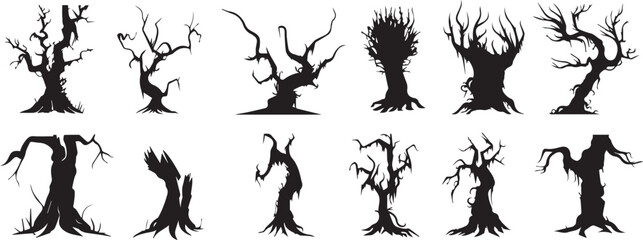 Set Trees. Hand drawn vector illustration