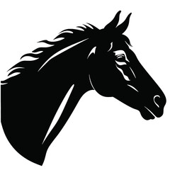 Horse head silhouette icon in black color. Vector template.