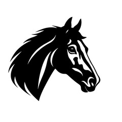 Horse head silhouette icon in black color. Vector template.