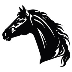 Horse head silhouette icon in black color. Vector template.
