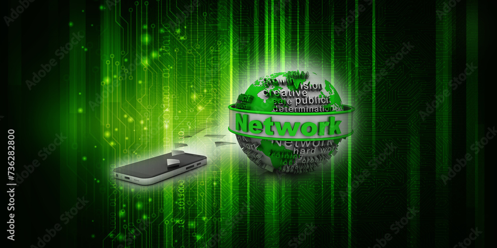 Poster 3d rendering transmitter mobile network