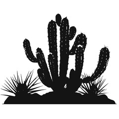 Black cactus plant silhouette
