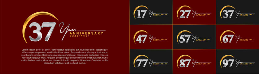 Set of Anniversary Logotype silver and gold color can be use for special day celebration