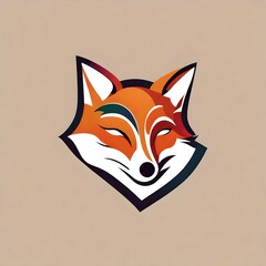 flat vector logo of fox colorfull isolated on white solid background