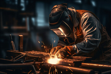 Portrait of industry engineer welder wearing protective uniform ai generative concept - Powered by Adobe