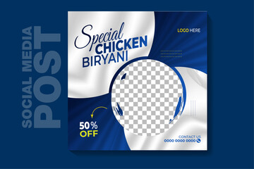 This is a square special food social media post banner template. This template are fully editable and customisable (text, color, photo).You can edit it quickly and easily.