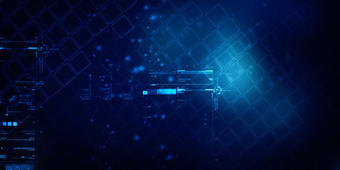 2d illustration Abstract futuristic electronic circuit technology background
