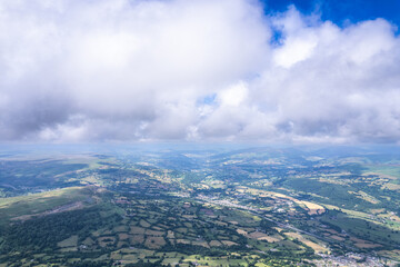 Amazing landscape view of Abergavenny, Monmouthshire, Wales, England