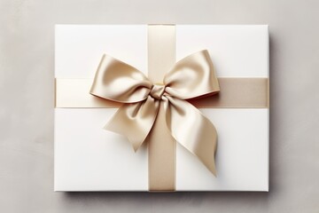 Blank for a greeting card. Gift card wrapped in red ribbon, Ai generated