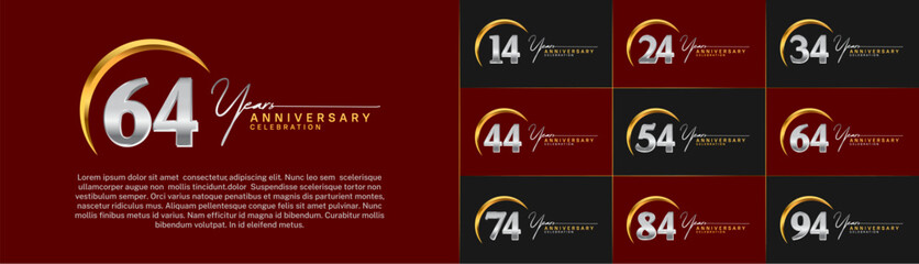 Set of Anniversary Logotype silver and gold color can be use for special day celebration