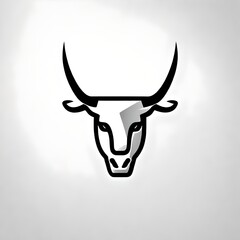 A sleek, minimalistic bull logo with a simple, monochromatic color scheme gracefully placed on a solid white backdrop.  Upscaling by