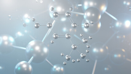 tert-butylhydroquinone molecular structure, 3d model molecule, food antioxidant e319, structural chemical formula view from a microscope