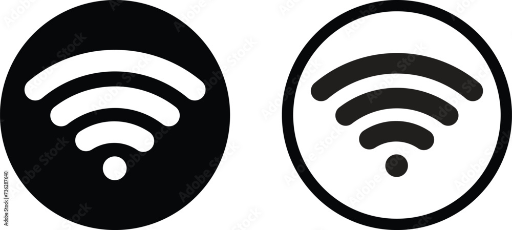Aufkleber wifi icon set in two styles isolated on white background . wireless icon vector . podcast symbol