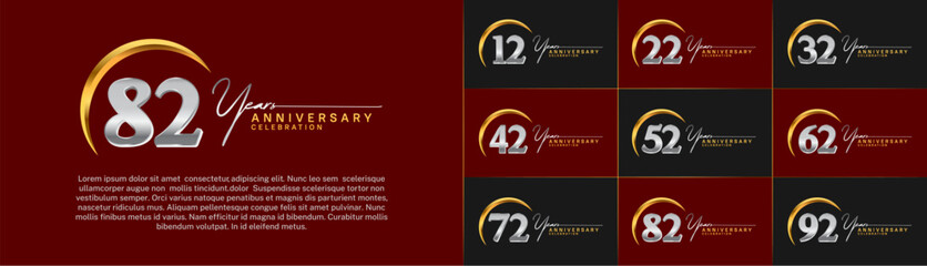 Set of Anniversary Logotype silver and gold color can be use for special day celebration