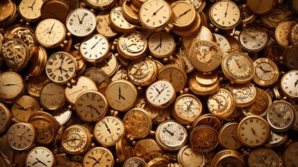 The background of many watches is in Gold color - obrazy, fototapety, plakaty