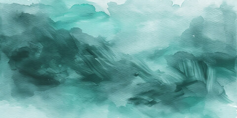 green teal watercolor paint on canvas background