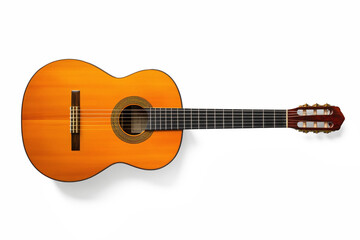 Classic wooden guitar on white