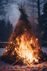 
bonfire in the middle of winter