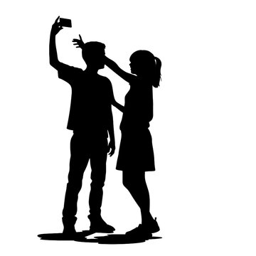 Taking Selfie Silhouette