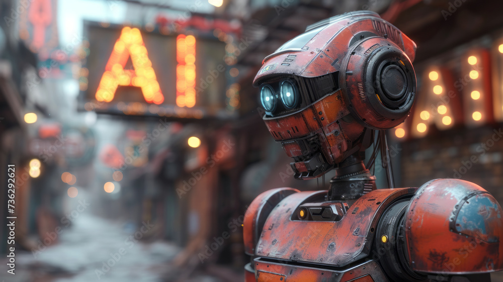 Aufkleber the robot with the letters 