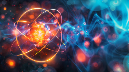 The concept of electron orbitals and wave-particle duality - obrazy, fototapety, plakaty