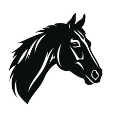 Obraz na płótnie Canvas Horse head silhouette icon in black color. Vector template.