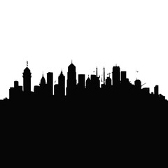 Obraz premium Silhouette of city with black color on white background
