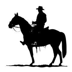 cowboy  illustration, vector cowboy   silhouette - Vector