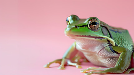 Naklejka premium Realistic frog on a peach fuzz pantone 2024 background