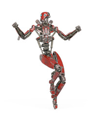 apocalypse cyborg is floating like a comic hero