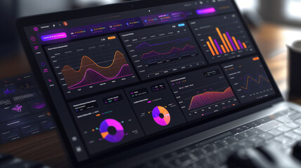 In-depth analysis interface used by tech industry analysts showcasing detailed graphs and charts on market trends and startup growth,generative ai