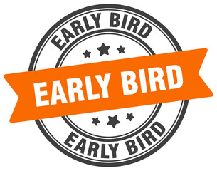 early bird stamp. early bird label on transparent background. round sign