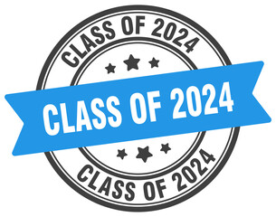 class of 2024 stamp. class of 2024 label on transparent background. round sign