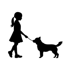 
Silhouette of a girl with a small dog.